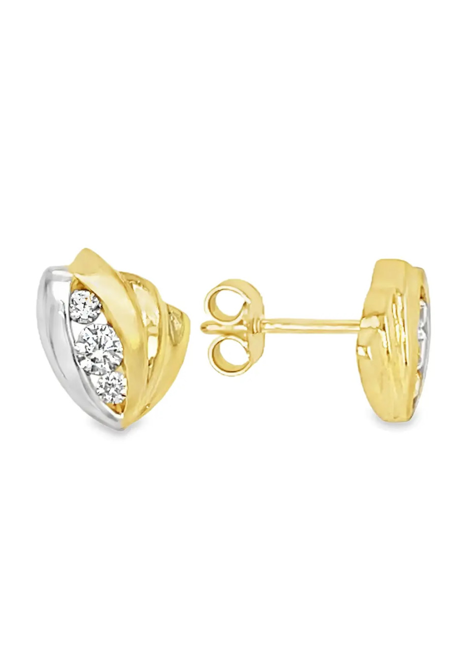 Oorknoppen GO0806 bicolour goud met zirconia