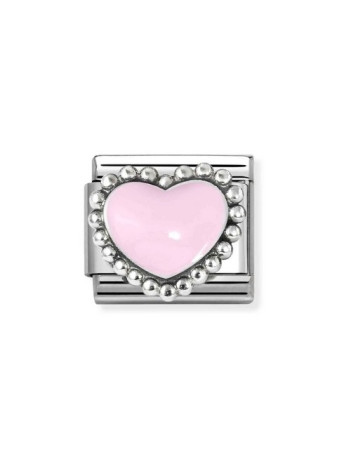 33020433 Hart zilver bolletjes zachtroze emaille Nomination