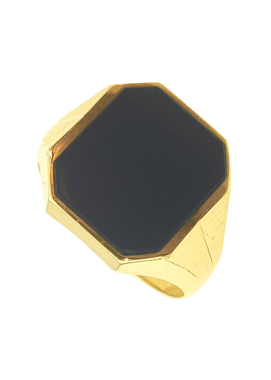 .4.0 gram gouden herenring vintage met onyx mt 20