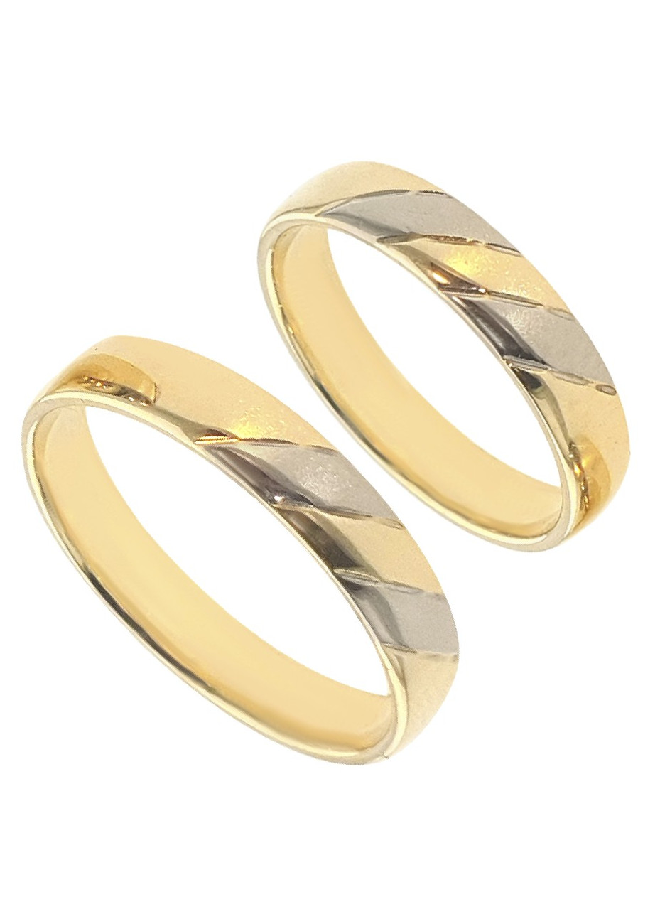 .7.0 gram wit- met geelgouden trouwringen 3.9 mm mt 17 en 19