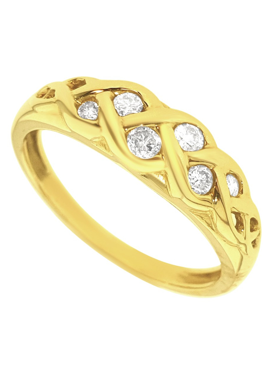 .2.8 gram gouden damesring met 0.18 crt. briljant in pastilvormig raster mt 18.25