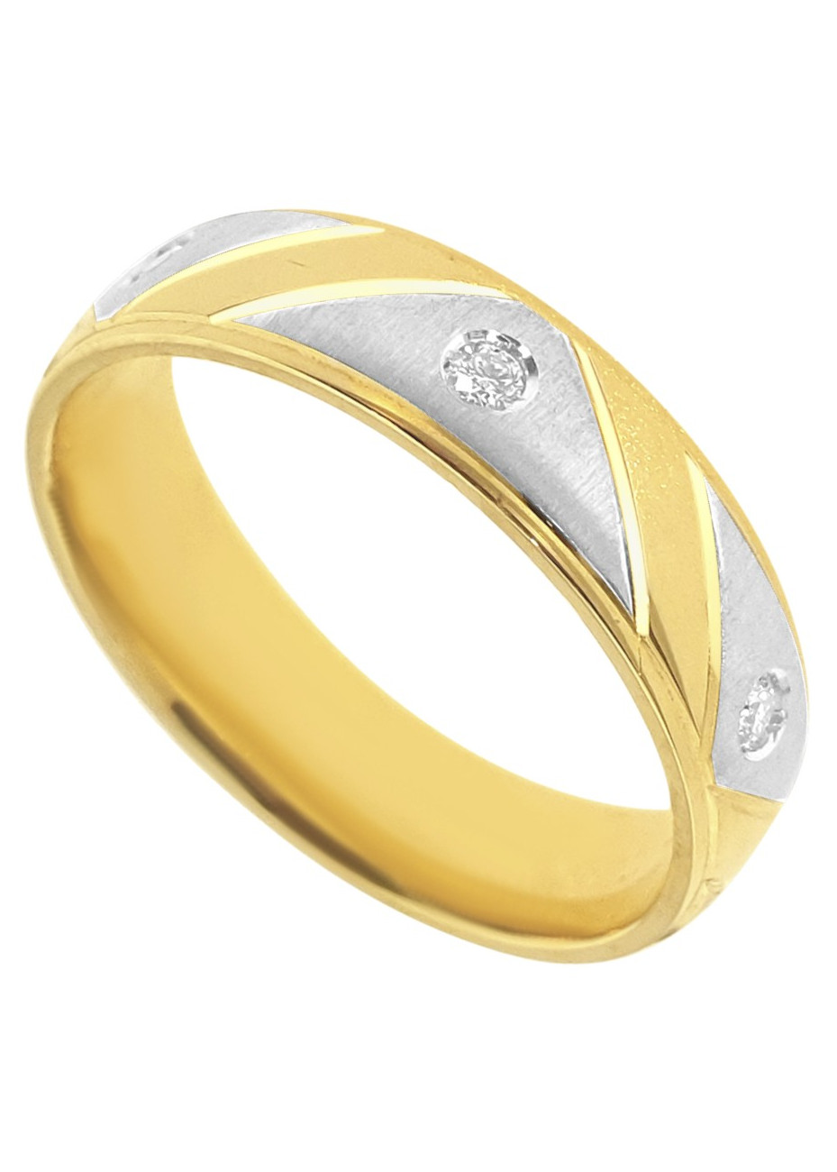 .5.0 gram losse bicolour trouwring met 0.06 crt briljant mt 17.5 5.1 mm