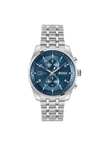 1514216 Boss herenhorloge Skytraveller 44 mm stalen band blauw chrono