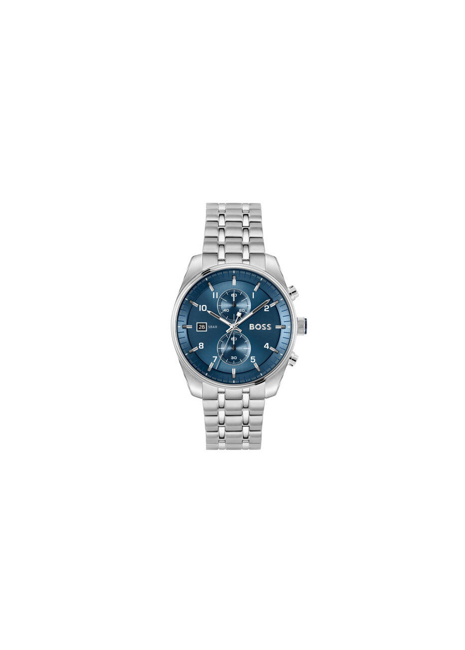 1514216 Boss herenhorloge Skytraveller 44 mm stalen band blauw chrono