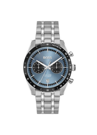 1514286 Boss herenhorloge Tourmaster 41 mm stalen band blauw dual time