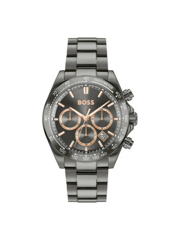 1514299 Boss herenhorloge Hero 2.0 43 mm stalen band grijs dual time