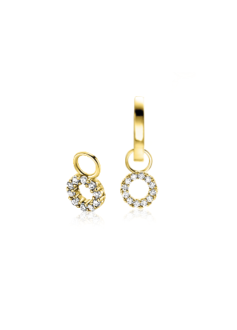 ZGCH536 Creoolhangers Zinzi Gold rond met zirconia