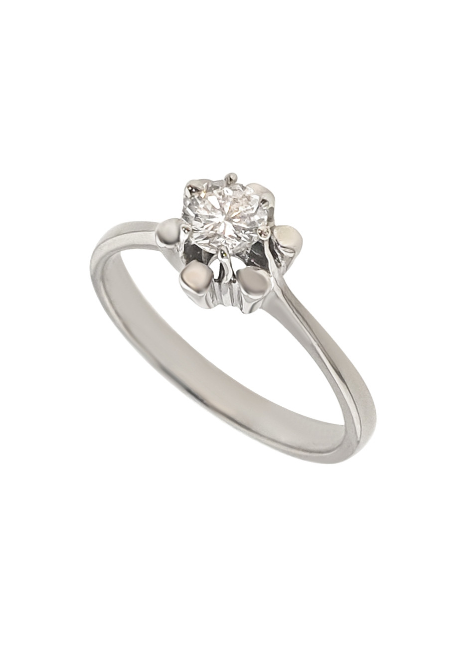 .3.1 gram klassieke witgouden solitair damesring met 0.30 crt. briljant mt 16.75