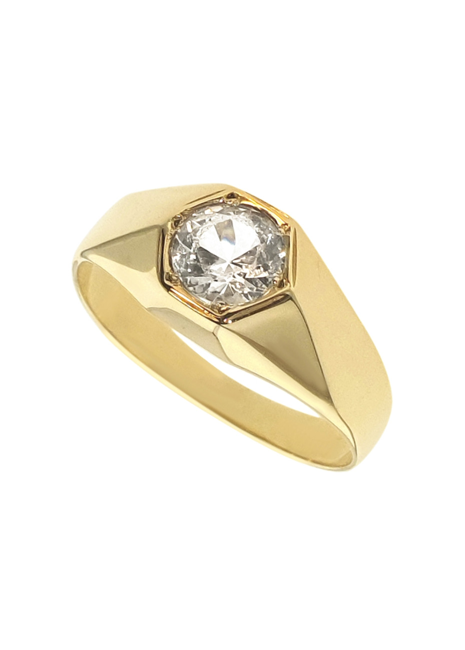 .3.2 gram traditionele gouden pinkring met zirconia hol mt 19