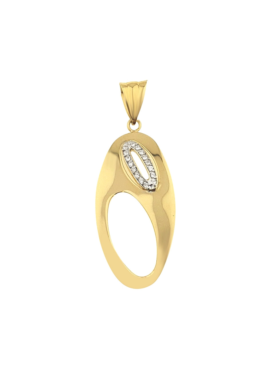 .2.5 gram grote ovale hanger goud met zirconia Vintage