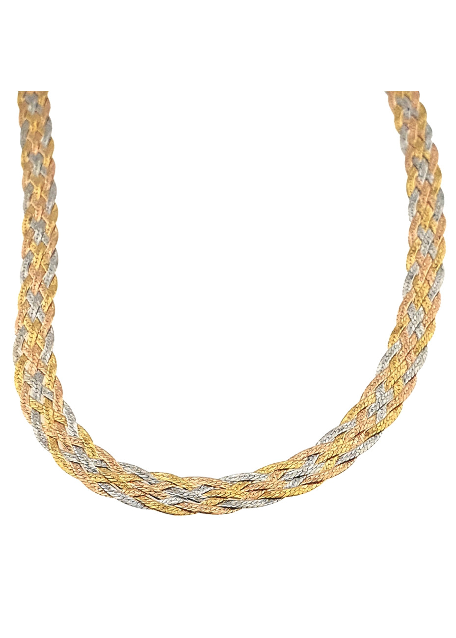 13.7 gram tricolour gouden choker geplet 45 cm x 5.6 mm