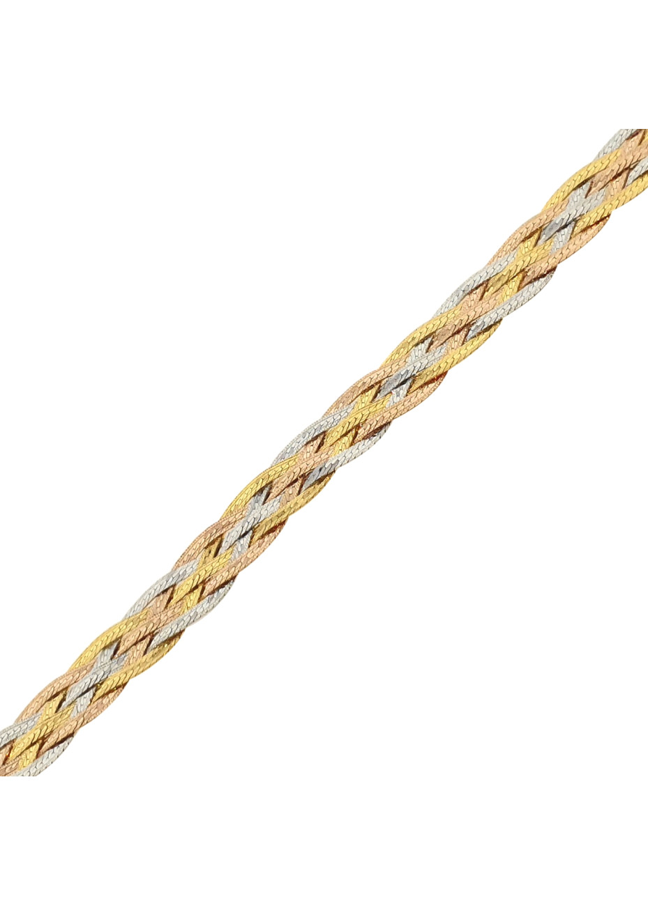 .4.7 gram tricolour gouden armband geplet 18 cm x 5.6 mm