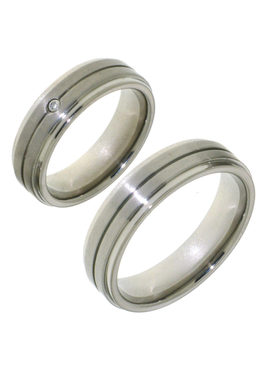 Titanium 10001 trouwringen met diamant 6 mm