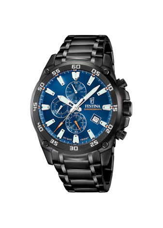 F20735-1 Festina chronograaf zwart met blauw staal