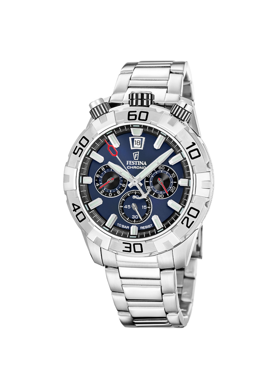F20743-1 Festina chrono zwemwaterdicht knoppen aan de bovenkant blauw