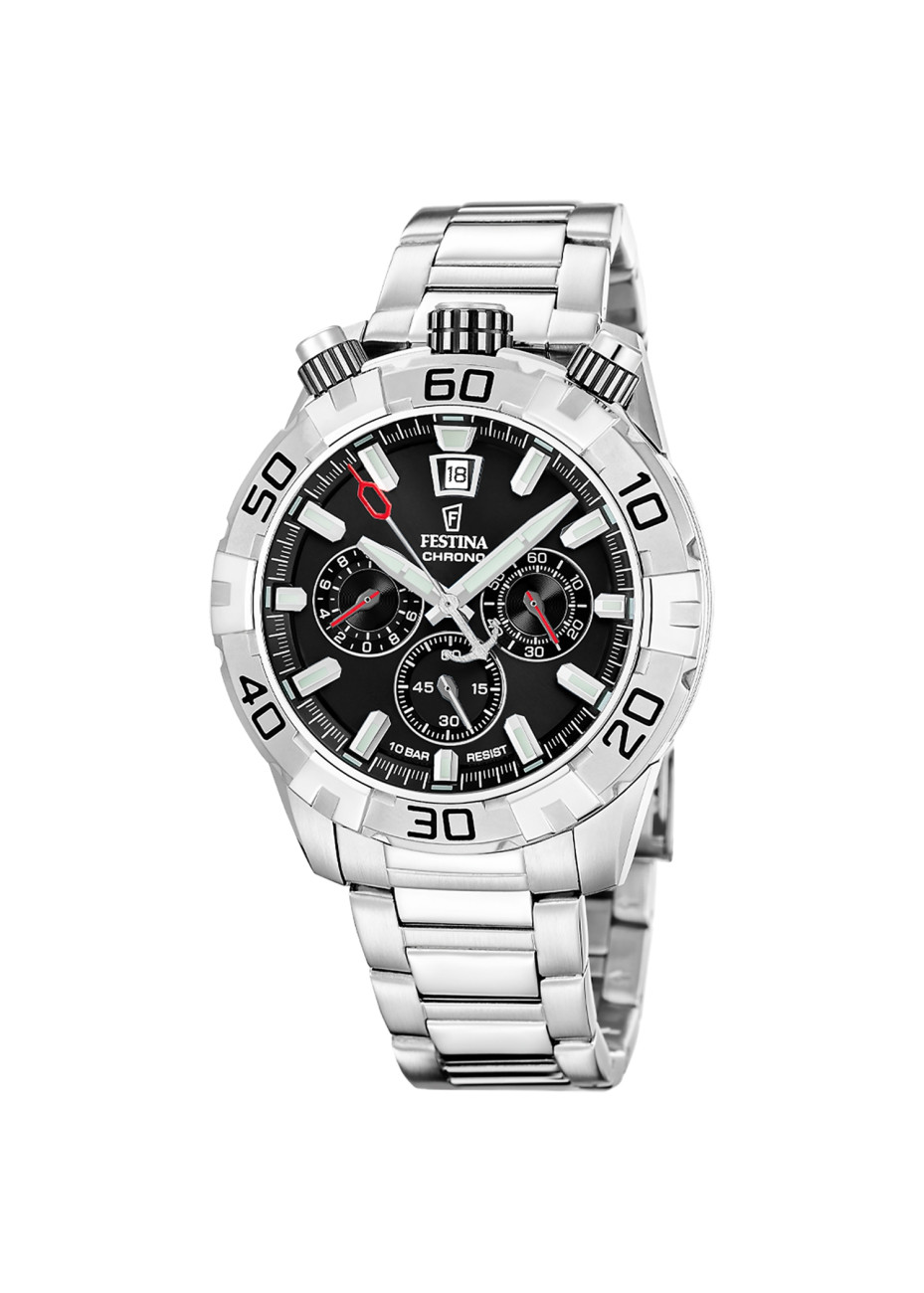 F20743-6 Festina chrono zwemwaterdicht knoppen aan de bovenkant zwart