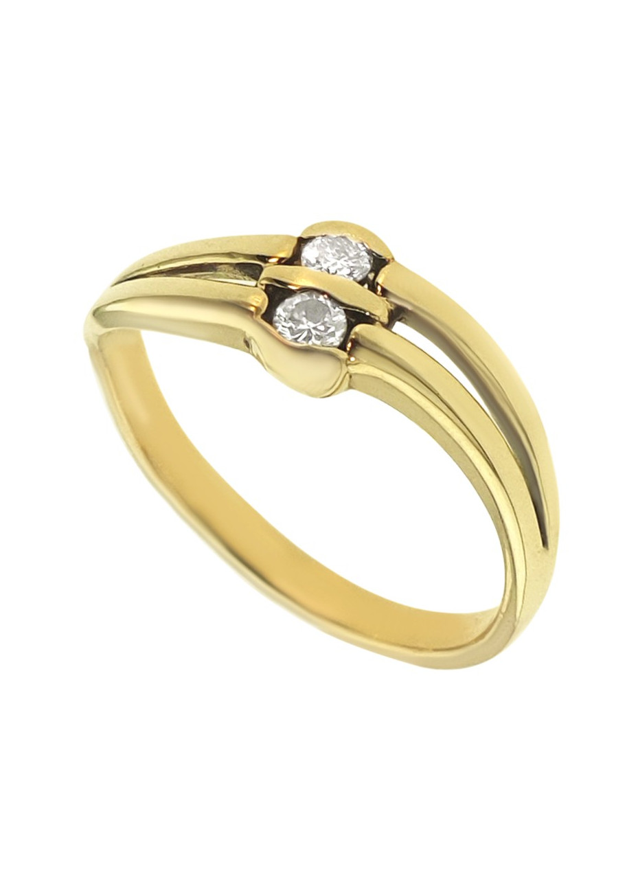 .2.9 gram gouden damesring golvend model met briljant mt 18