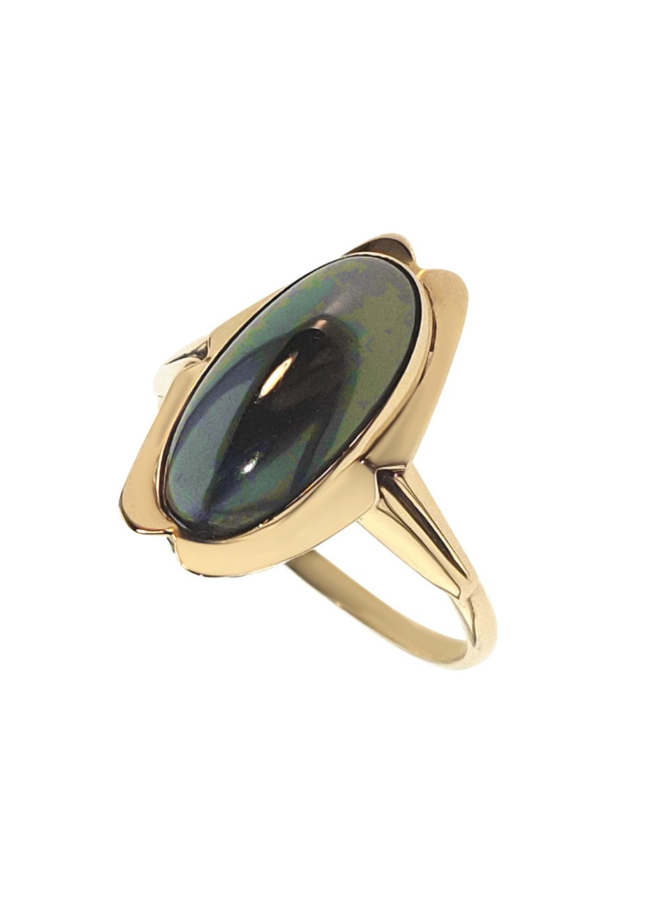 .3.6 gram vintage gouden damesring met hematiet mt 18.5
