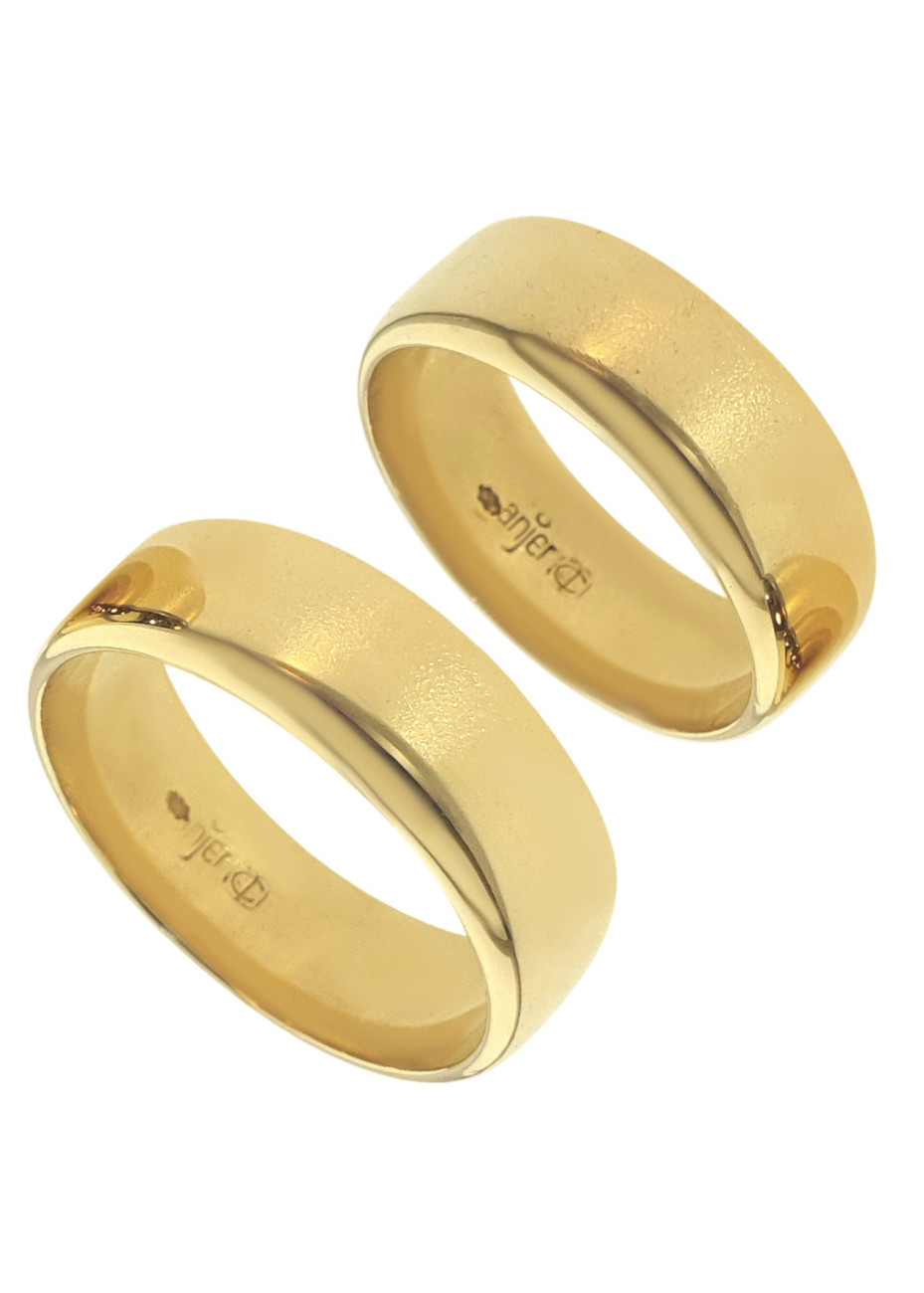16.8 gram paar brede trouwringen goud mt 18+19.75 7 mm