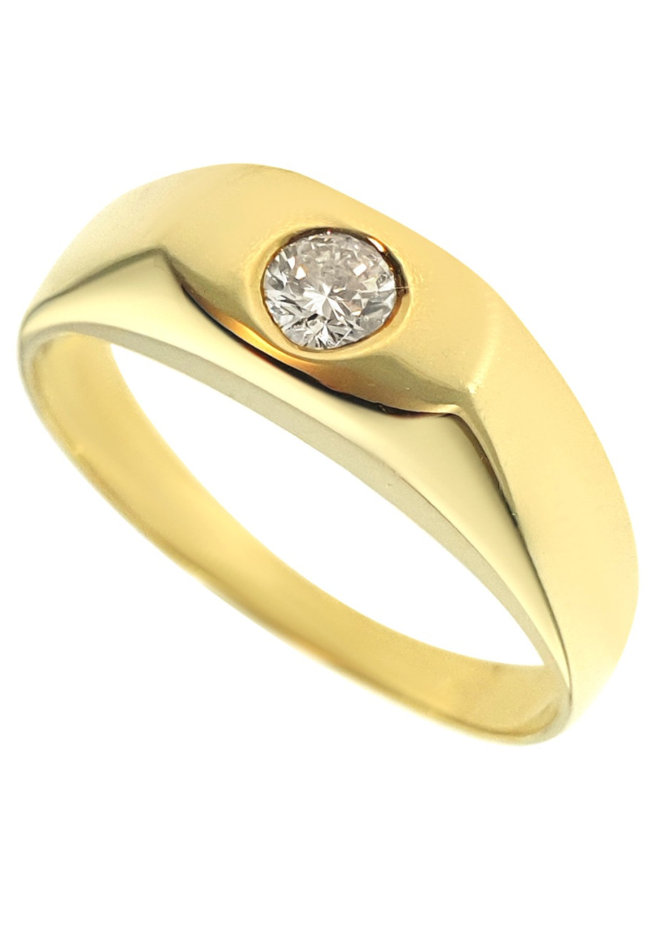 .4.0 gram herenring 14 krt goud met 0.16 crt. briljant