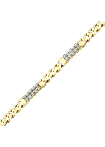 .6.8 gram geelgouden gourmetarmband met zirconia in witgouden appliques 19 cm