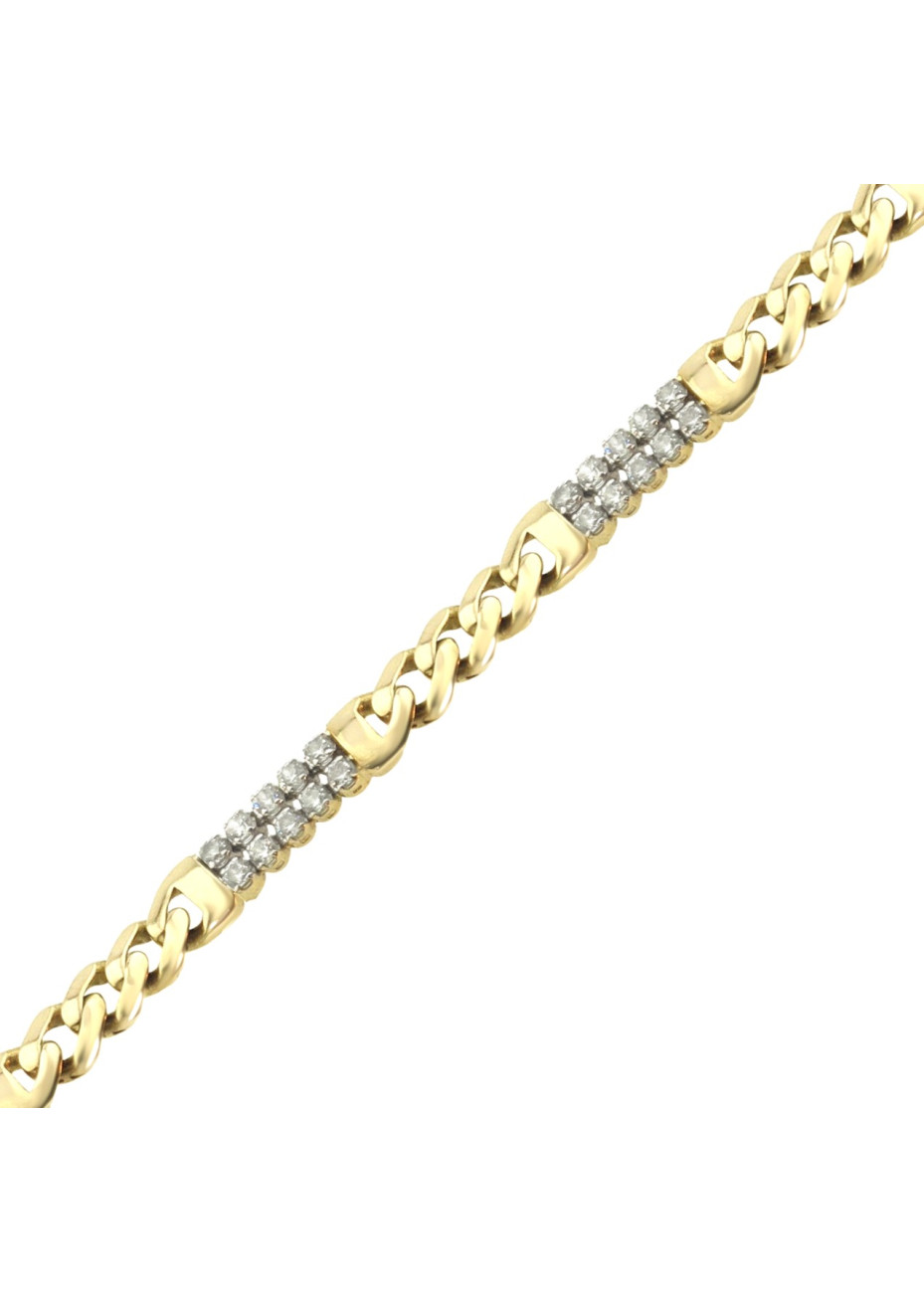 .6.8 gram geelgouden gourmetarmband met zirconia in witgouden appliques 19 cm