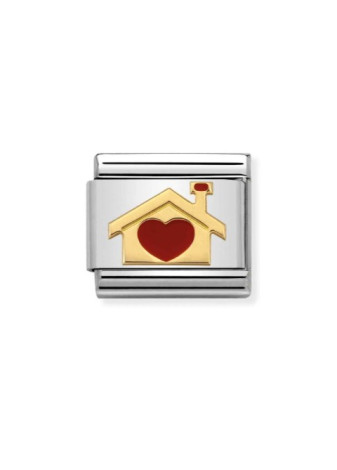 03028307 Nomination charm huis hart rood emaille