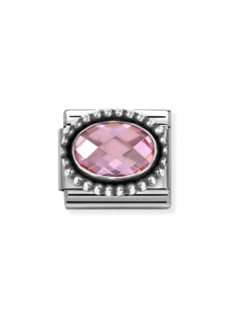 330607003 Nomination charm zilver roze ovaal