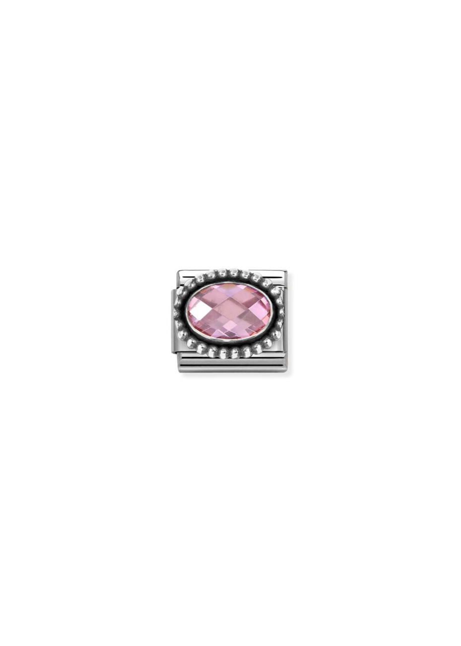 330607003 Nomination charm zilver roze ovaal