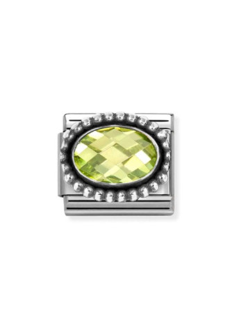 330607004 Nomination charm zilver lichtgroen ovaal