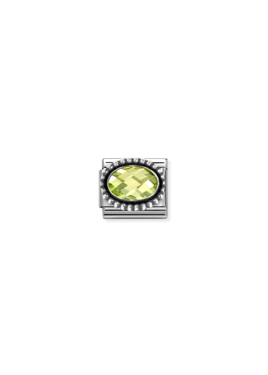 330607004 Nomination charm zilver lichtgroen ovaal