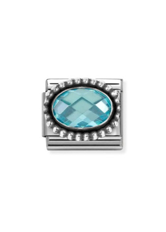330607006 Nomination charm zilver lichtblauw ovaal
