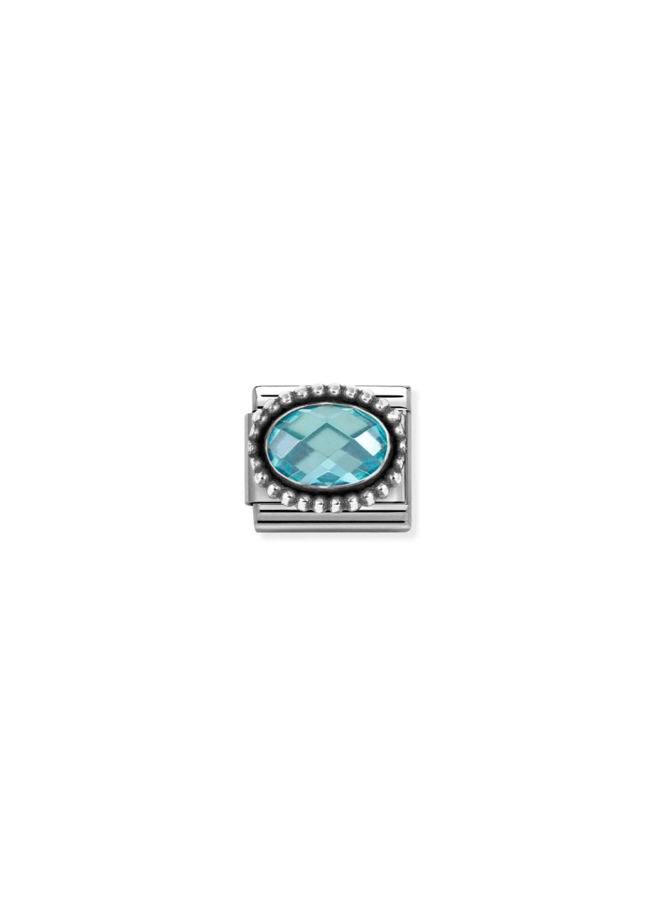330607006 Nomination charm zilver lichtblauw ovaal