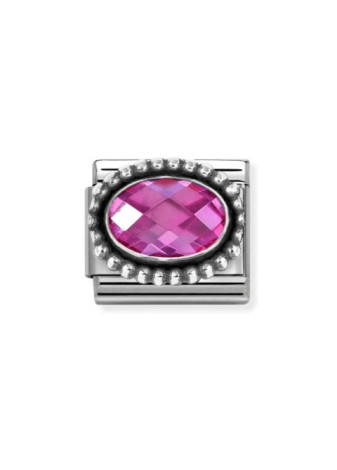 330607030 Nomination charm zilver fuchsia ovaal
