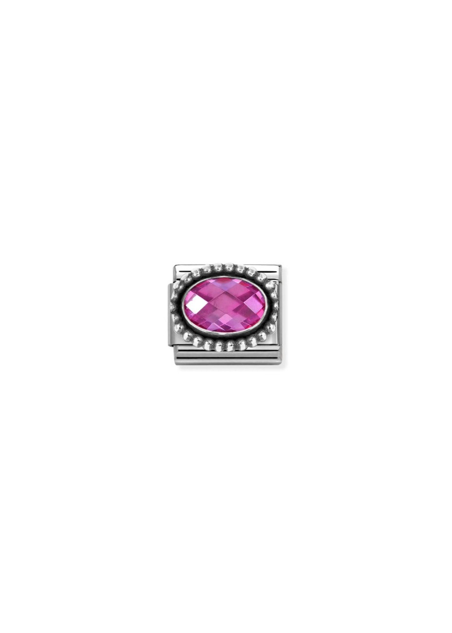 330607030 Nomination charm zilver fuchsia ovaal
