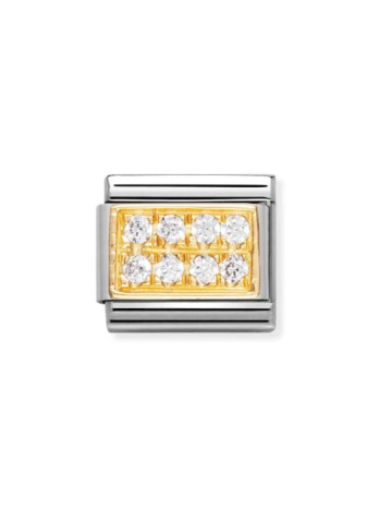 03031401 Pavé zirconia wit Nomination gouden schakel