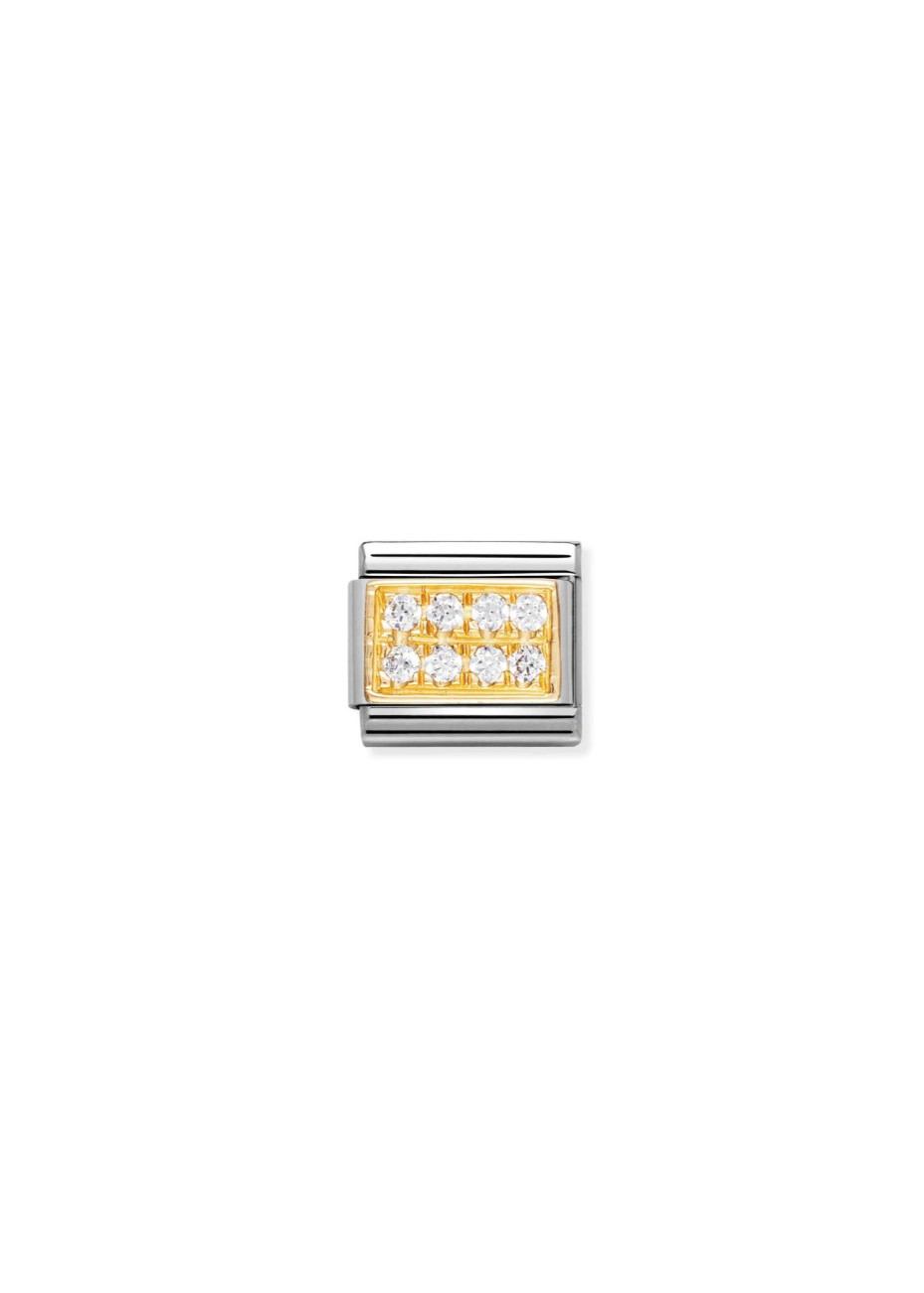 03031401 Pavé zirconia wit Nomination gouden schakel
