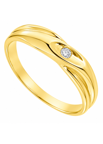 .2.4 gram eenvoudige damesring goud met 0.035 crt. briljant mt 17