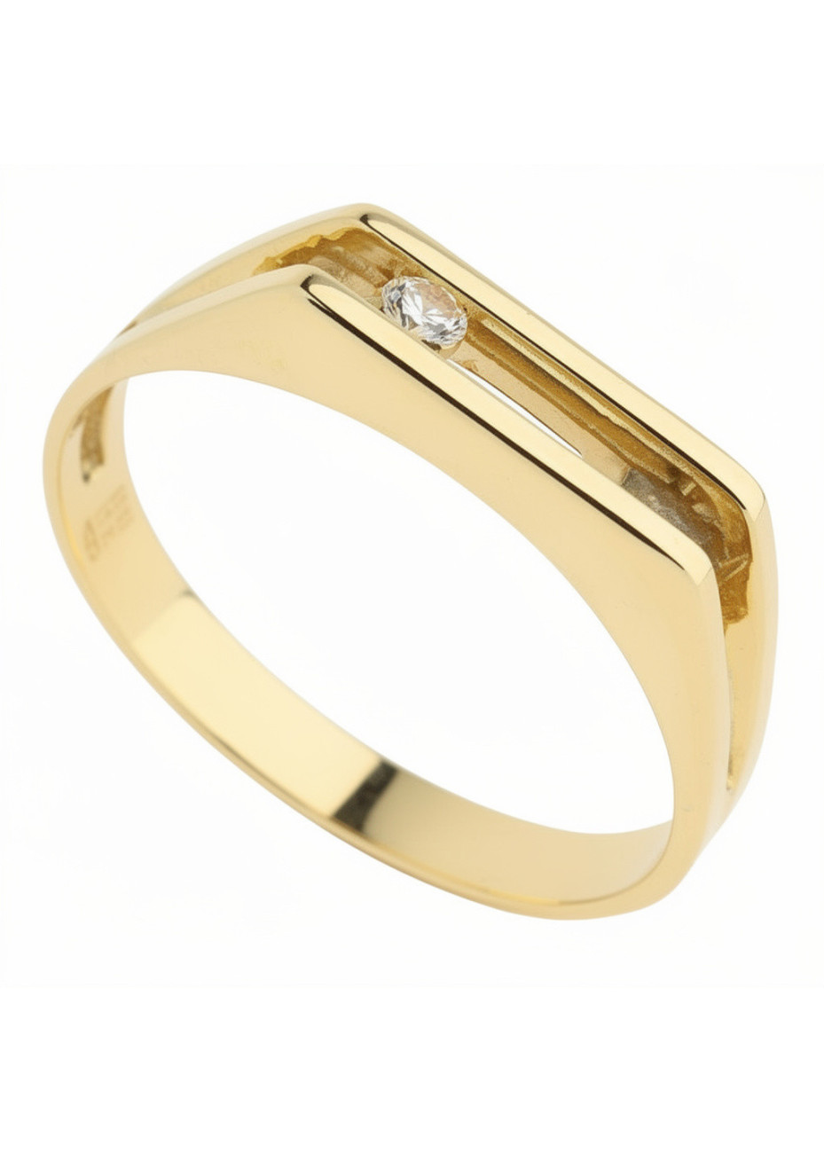 .2.6 gram gouden damesring met swinging briljant  mt 18