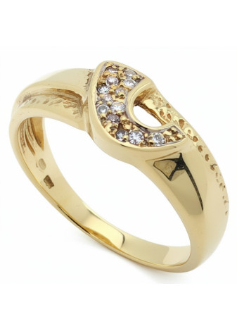 .3.9 gram speelse damesring goud met zirconia mt 18.5
