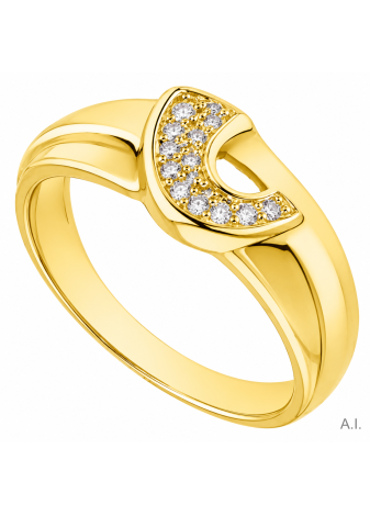 .3.9 gram speelse damesring goud met zirconia mt 18.5