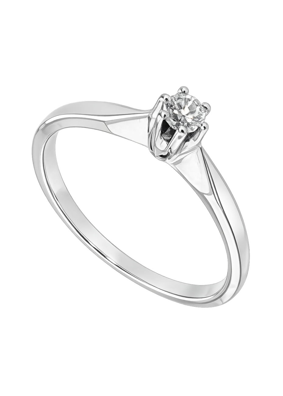 .2.1 gram witgouden damesring klassiek solitair met 0.06 crt. briljant mt 18.25