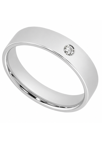 .6.3 gram witgouden trouwring met 0.06 crt briljant 5 mm mt 20