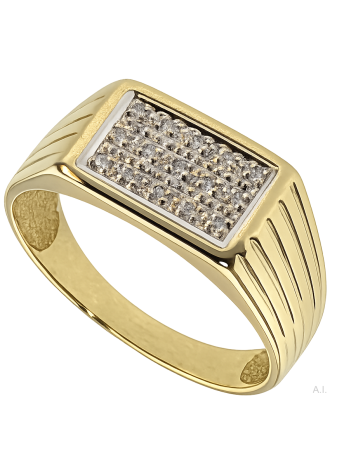 .5.0 gram gouden herenring dwars model pavé gezet met zirconia mt 21