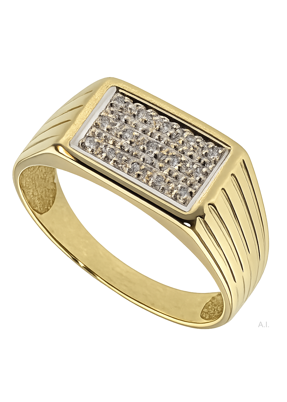 .5.0 gram gouden herenring dwars model pavé gezet met zirconia mt 21