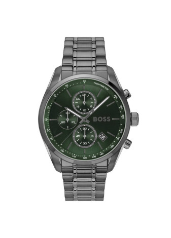1514228 Boss herenhorloge Grand Prix 44 mm stalen band groen chrono