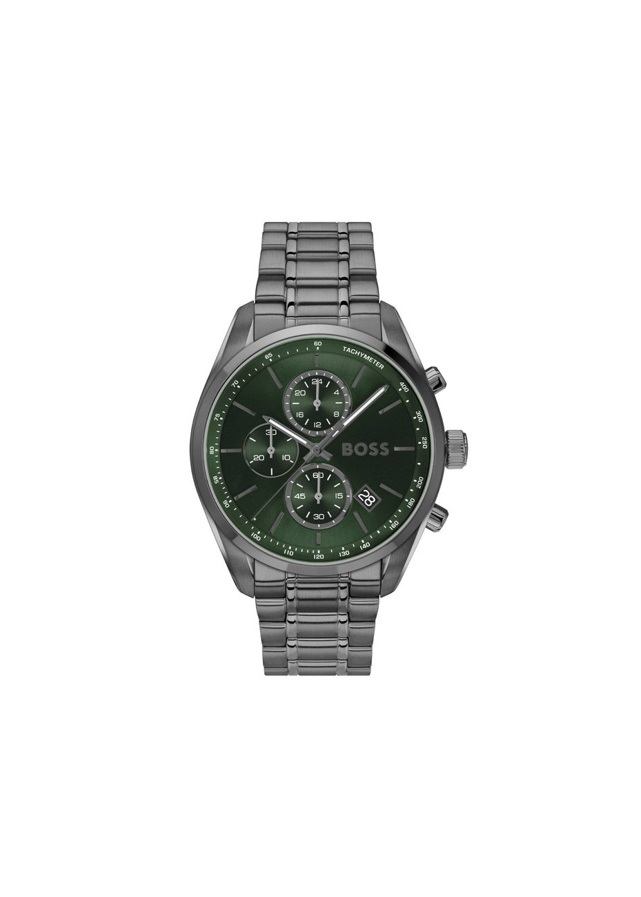 1514228 Boss herenhorloge Grand Prix 44 mm stalen band groen chrono
