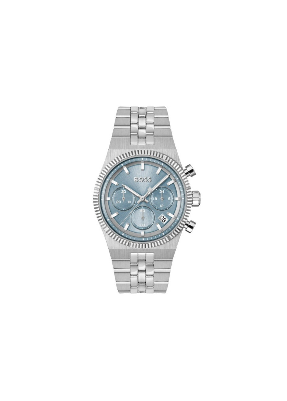 1514306 Boss herenhorloge Candor Prime 41 mm stalen band blauw chrono
