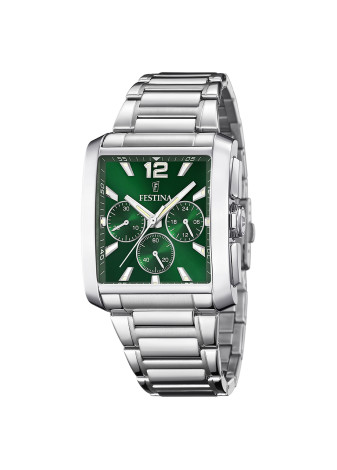F20635-3 Rechthoekig Festina herenhorloge groen chrono
