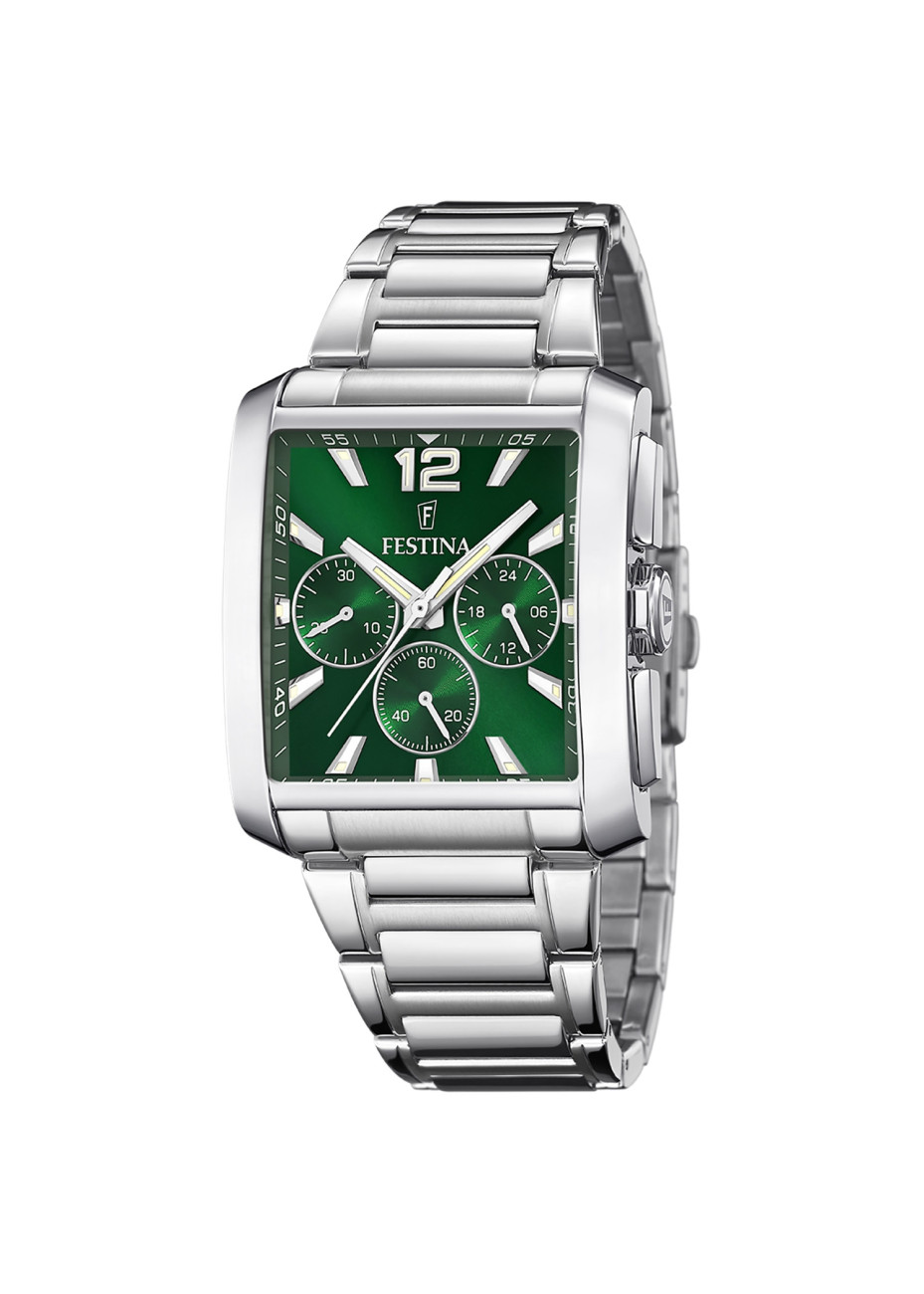 F20635-3 Rechthoekig Festina herenhorloge groen chrono